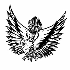 eagle tattoo vector illustration handrawn isolated