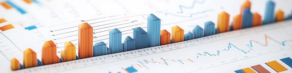 Abstract Graphs, Charts on a LinkedIn Banner with copy space, Background, AI Generated