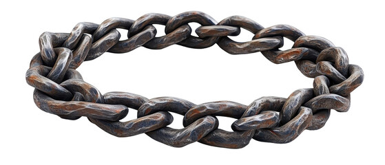 Obraz premium A heavy metallic chain link PNG isolated on transparent background, white background.