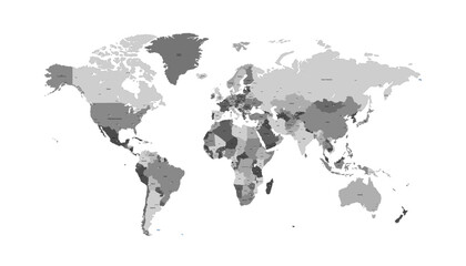 World map. Modern color vector map. Silhouette map