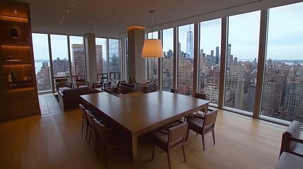 Sleek and Sophisticated Open Plan Apartment Design in Neutral Tones with Warm Wood Accents and Minimalist Lighting Fixtures