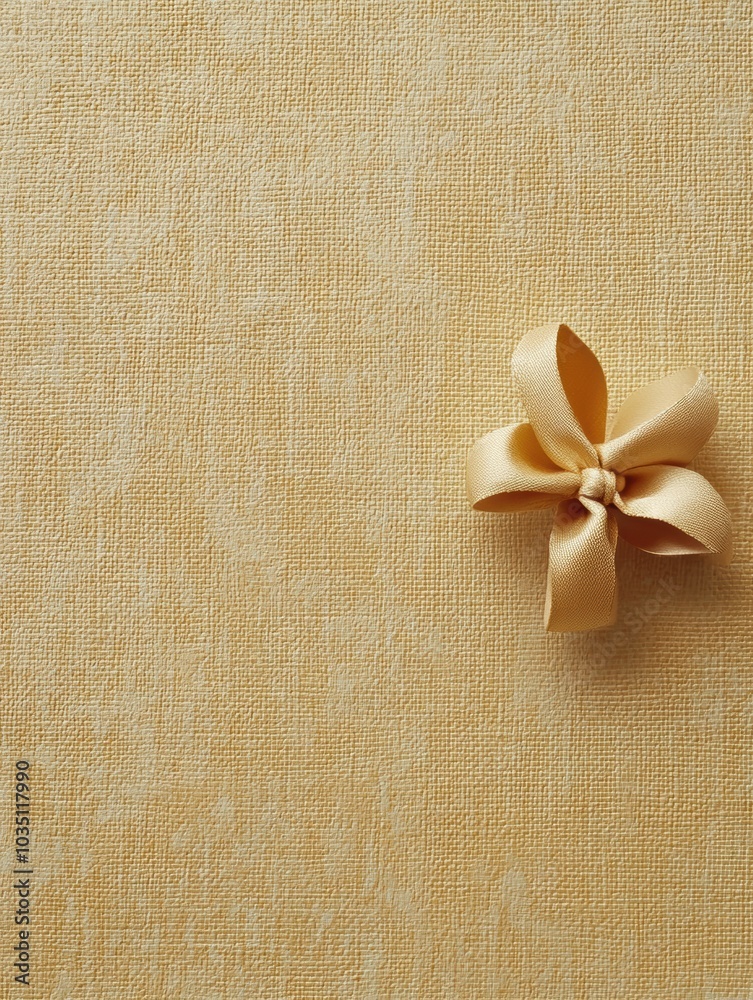 Poster a soft, textured background mimicking gift wrapping paper features a delicate bow placed in one corn