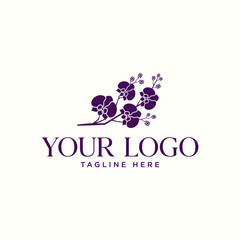 Beautiful purple orchid bouquet logo