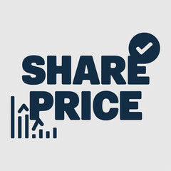 SHARE PRICE TEXT BANNER BACKGROUND, PETROL TYPOGRAPHY TEMPLATE COVER DESIGN ILLUSTRATION FOR MAKRETING, BROCHURE, FLYER, CARD, 3D LOGO, MOCKUP, DIGITAL PRINTING,SVG,PNG.