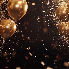 Festive golden theme for Black Friday online shopping celebrations. AI generated image