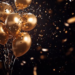 Festive golden theme for Black Friday online shopping celebrations. AI generated image