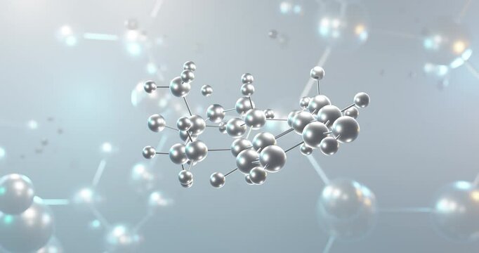 Estradiol rotating 3d molecule, molecular structure of estrogen steroid hormone, seamless video