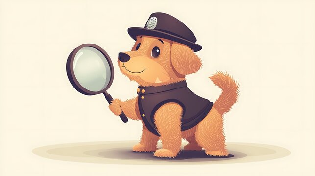 detective dog with magnifying glass clip art preview