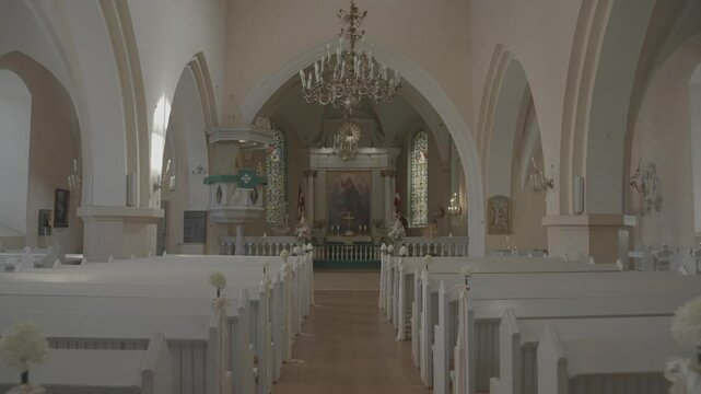 Valmiera, Latvia: ST. SIMONS CHURCH architecture interior religious god slowmotion FHD slog3 10bit