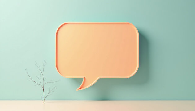 Peach Colored Speech Bubble on a Minimalist Background