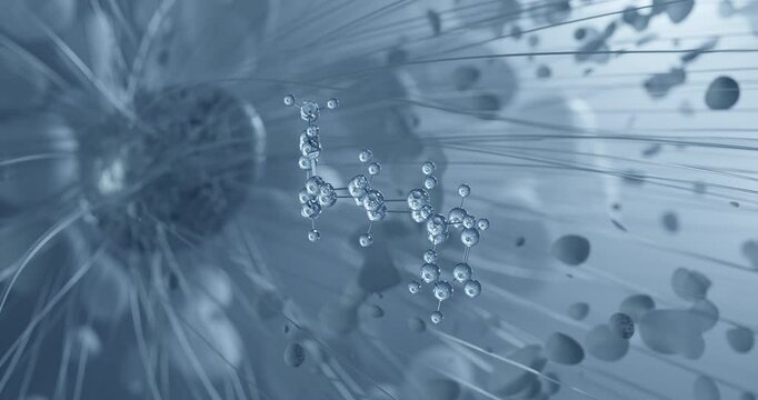 Paroxetine rotating molecular 3d structure ball-and-stick model, looped video antidepressant