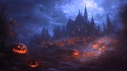 Enchanted Halloween Night. A Mystical Manor