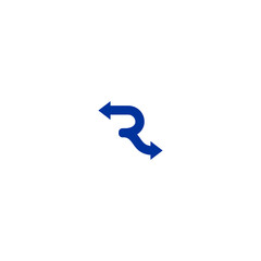 Letter R Arrow Logo vector Design icon lineart
