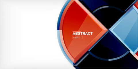 Abstract background - circles and round triangles with 3d effect. Vector Illustration For Wallpaper, Banner, Background, Card, Book Illustration, landing page