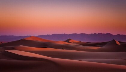 Obraz premium Golden Sand Dunes at Sunset. Serene Desert Landscape with Rolling Shadows, Soft Light, and Distant Horizon, Ideal for Travel Posters, Background Textures, Website Banners with Ample Copy Space