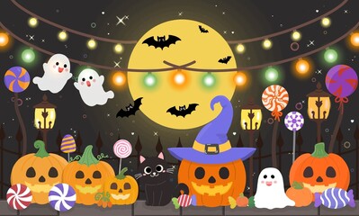 할로윈 배경 현수막 가랜드 일러스트