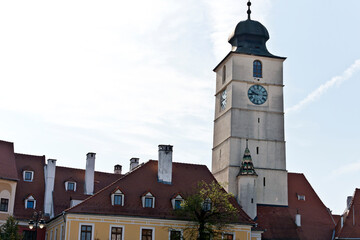 Council Tower of Sibiu, Romania. It's a prominent landmark known for its imposing height, distinctive architecture, and historical significance.