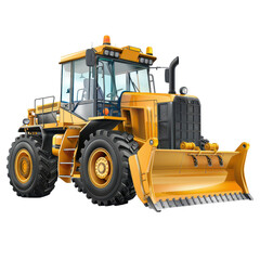 a motor grader, road leveling equipment, on transparent background cutout