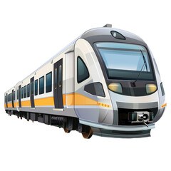 Fototapeta premium A commuter rail train clipart, urban element, practical design. Illustration, on transparent background cutout
