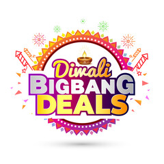 Indian festival happy Diwali deals, sale, offer, shopping, discount and promotion logo concept.