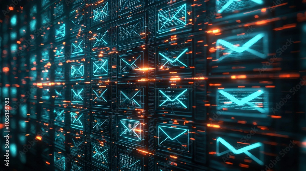 Poster digital inbox with unread emails and suspicious activity