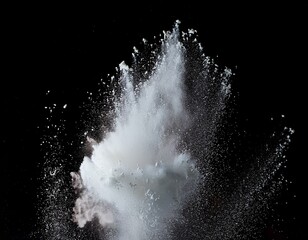 White powder. Grainy abstract texture on black background.