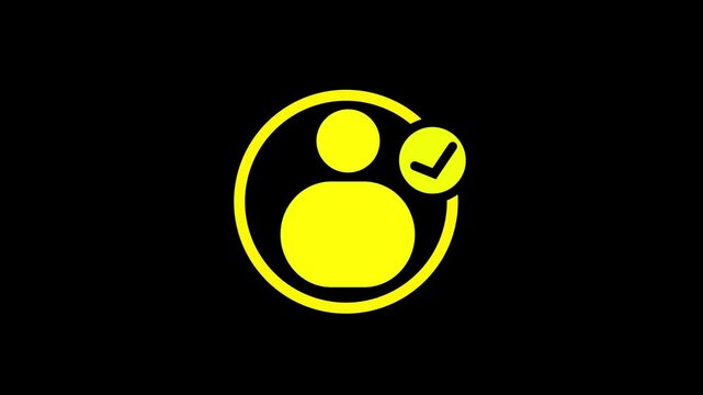 Contact with write sign include user icon animation on black background. Avatar or person icon. Profile picture, portrait symbol.