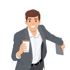 Young afro man standing with hand on the pocket. Flat vector illustration isolated on white background