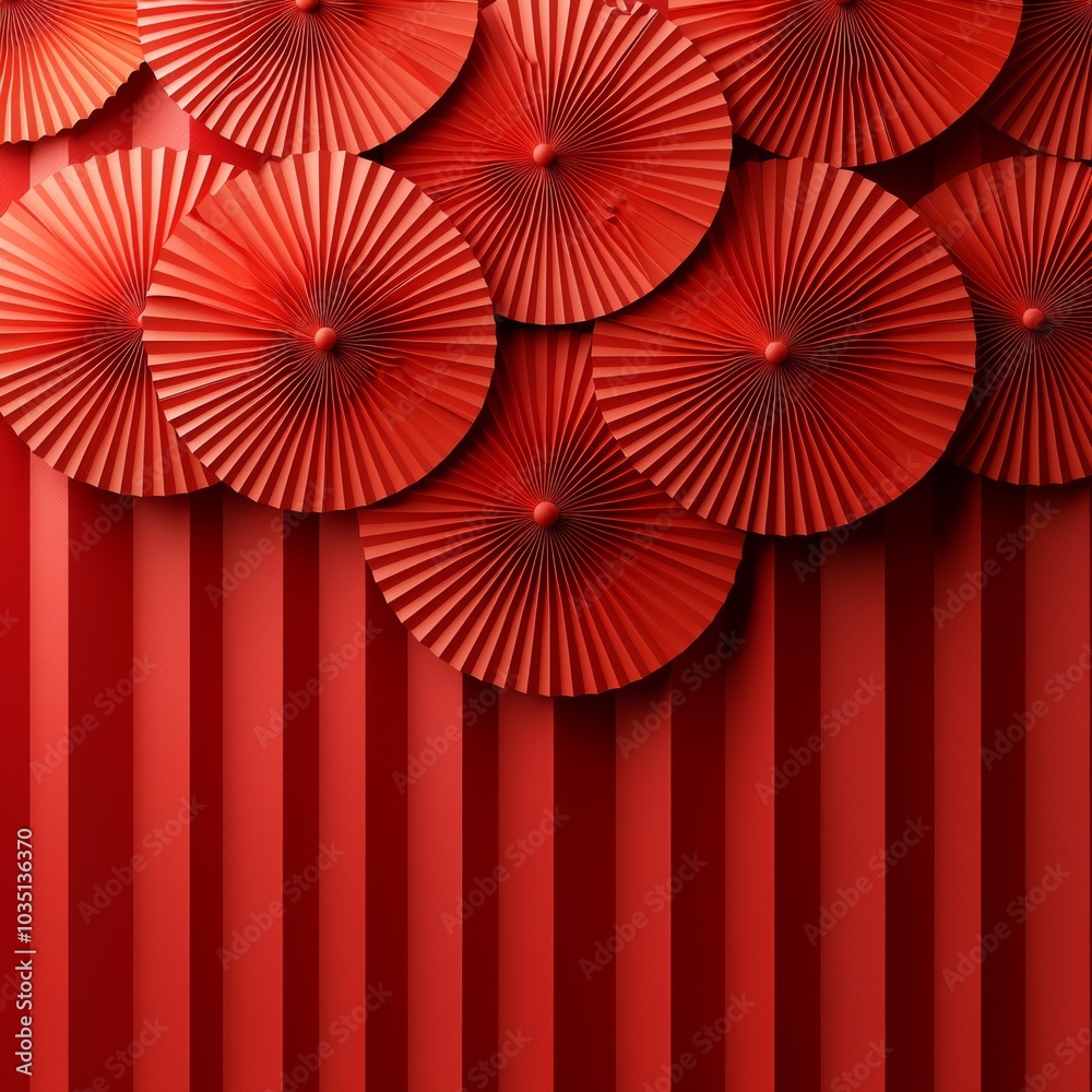 Leinwandbilder An abstract background with a hand fan for a minimal presentation of a Chinese new year product in 3D.
