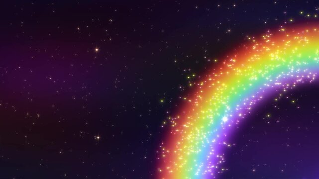 Abstract cute sky with star and rainbow glow neon style background. Concept poster about children.