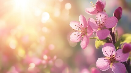 Pink Blossom Flowers in Soft Natural Light