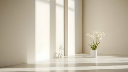 Minimalist open plan home interior with modern lighting and clean neutral color palette  Bright airy and serene living space with contemporary design elements