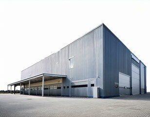 Fototapeta premium Blue color Warehouse perspective isolated on white 