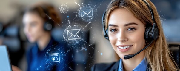 Vibrant 3D Illustration of Customer Support Call Center