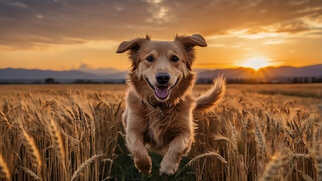 Dogy Runing A joyful dog, A Cute Puppy,golden retriever, mammal, cute, breed, nature, 