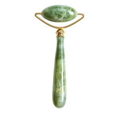 Facial roller, cosmetics tool, jade stone, on transparent background png file
