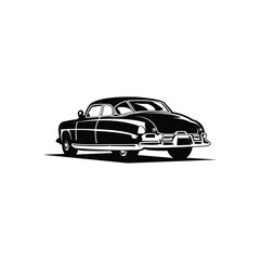 Naklejka premium vintage car Greased lightning logo monochrome. isolated white background appears from behind perfectly. best for logo, badge, emblem, icon, sticker design.