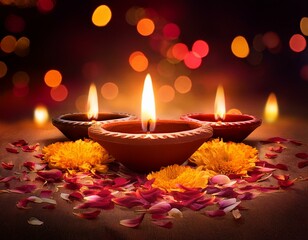 Happy diwali indian festival background with candles