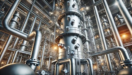 Exploring the complex architecture of modern fuel processing technology facilities with intricate pipe systems and machinery