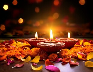Happy diwali indian festival background with candles