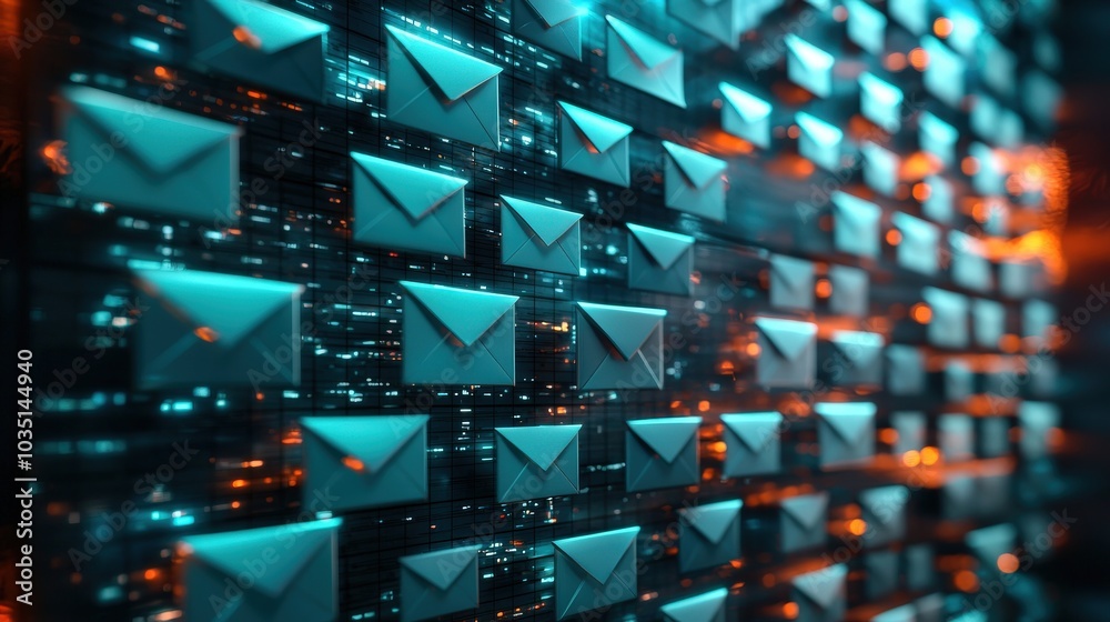 Poster unread emails in a digital inbox background design
