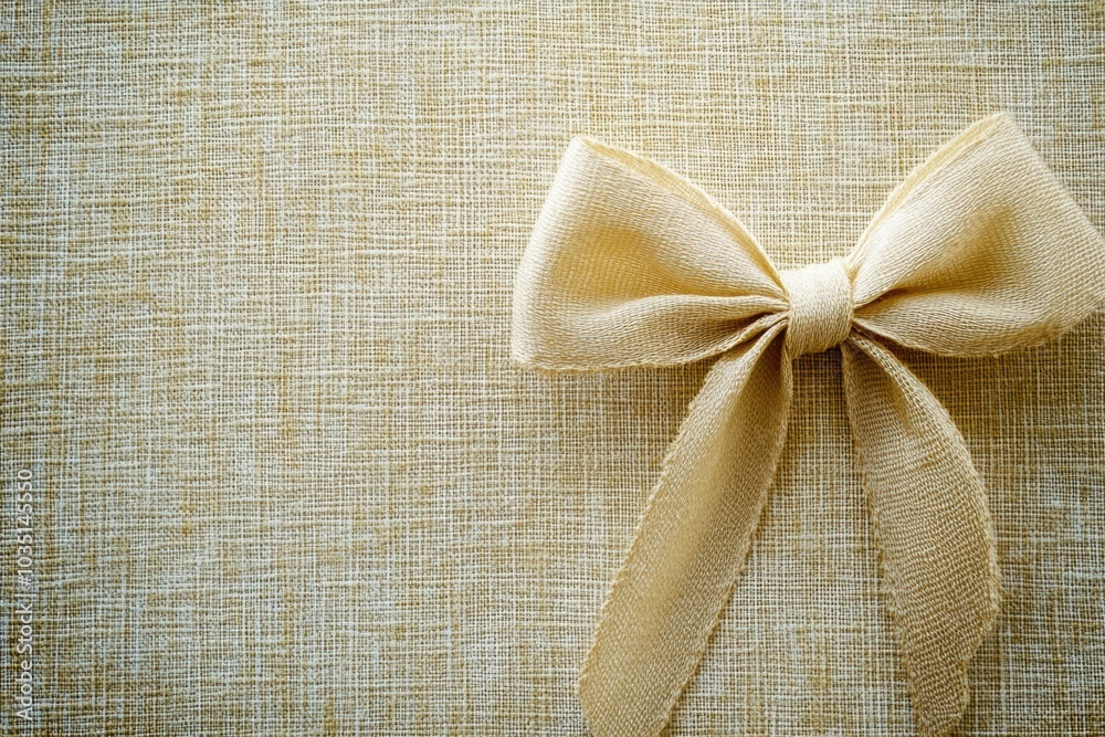 Poster a soft, textured background resembling gift wrapping features a small bow delicately placed in the c