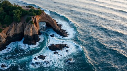 Magnificent sight of waves hitting the rocks
