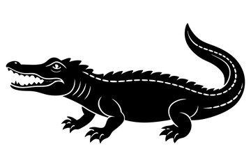 Crocodile Silhouette | isolated vector silhouette illustration on white background