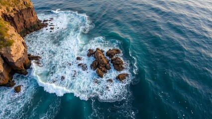 Magnificent sight of waves hitting the rocks