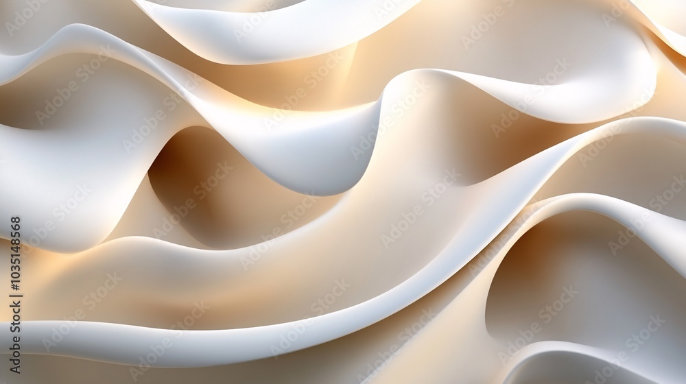 Poster abstract wavy pattern with smooth, cream-colored layers, creating a serene and modern background. pe