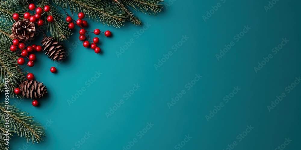 Sticker Festive Holiday Pine and Berry Decorations