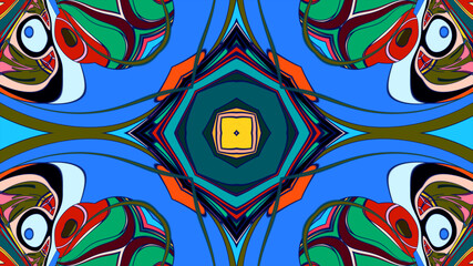 Abstract colorful psychedelic mandala pattern for a summer music festival