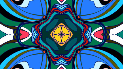 Abstract colorful psychedelic mandala pattern for a summer music festival