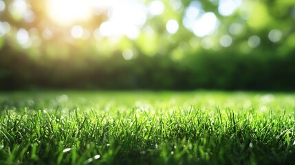 Lush Green Grass in Sunlight